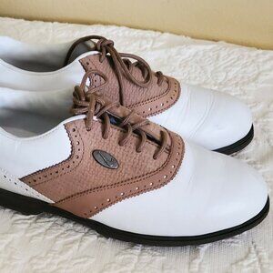 Women's Nike Air Lined Golf Leather Shoes Saddle Oxfords White Size 6M